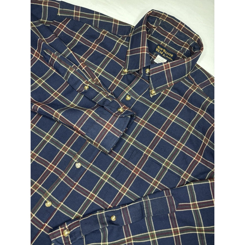 Nor'Wester Wear by Pendleton‎ Button Down Wool Plaid Flannel Shirt Men's Large